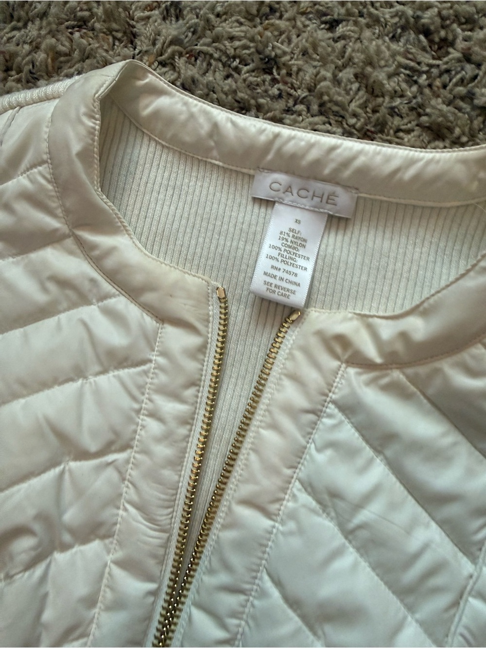 Cache Light Cream Quilted Zip Front Jacket - Picture 2 of 5